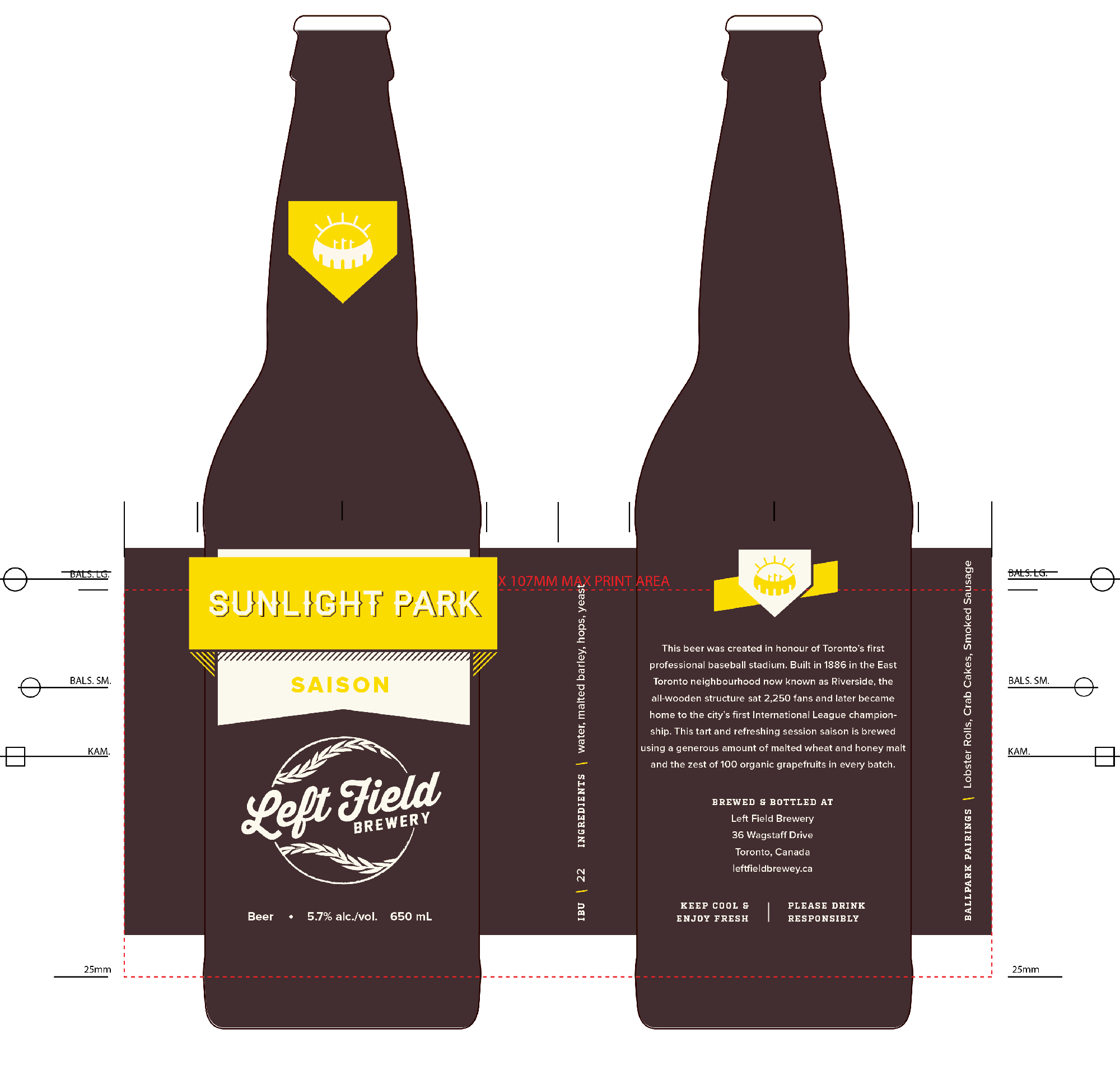 Sunlight Parl beer bottle design.