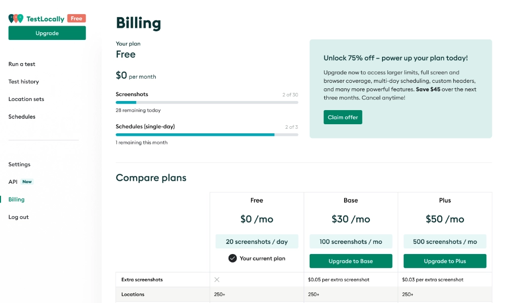 A screenshot of the TestLocally illing page that shows various elements of the UI design system.